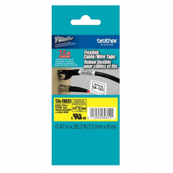 Brother TZ-FX631 Extra-Strength Flexible Label Maker Tape, 0.5in x 26.2ft, Black Print/Yellow Label