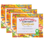 Hayes Certificates, 8-1/2in x 11in, Mathematics Achievement, 30 Certificates Per Pack, Set Of 3 Packs