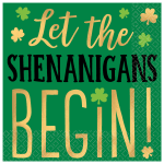 Amscan St. Patricks Day 2-Ply Beverage Napkins, 5in x 5in, Shenanigans, 16 Napkins Per Sleeve, Pack Of 4 Sleeves