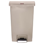 Rubbermaid Slim Jim Step-On Resin Front Step Wastebasket, 13 Gallons, Beige