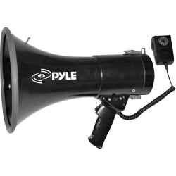 PylePro 50W Megaphone Bullhorn With Aux/Siren/Talk Modes, 13-3/4inH x 9inW x 9inD, Black