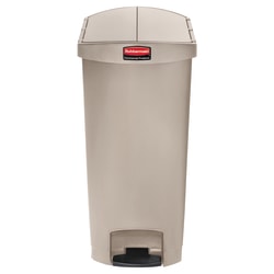 Rubbermaid Slim Jim Step-On Resin End Step Wastebasket, 18 Gallons, Beige