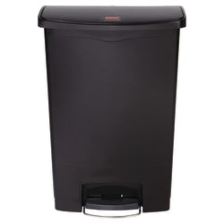 Rubbermaid Slim Jim Step-On Resin Front Step Wastebasket, 24 Gallons, Black