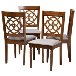 Baxton Studio Brigitte Dining Chairs, Gray/Walnut, Set Of 4 Chairs