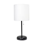 Creekwood Home Oslo USB Port Metal Table Lamp, 19-1/2inH, White Shade/Black Base