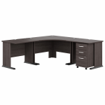 Bush Business Furniture Studio A 83inW Large Corner Desk With 3-Drawer Mobile File Cabinet, Storm Gray, Standard Delivery