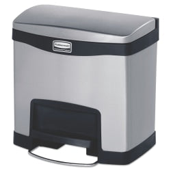 Rubbermaid Commercial Slim Jim Stainless Steel Step-On Container, 4 Gallonw, 15-3/4in x 15-3/4in, 12in, Black