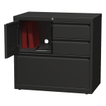 Lorell 30inW Steel Personal Storage Center With Lateral File Cabinet, Black