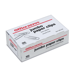 Office Depot Brand Paper Clips, Jumbo, Silver, Box Of 100 Clips, 10004BX