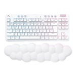 Logitech G715 Wireless Gaming Keyboard, Clicky Switches (GX Blue) and Keyboard Palm Rest, White Mist - Keyboard - tenkeyless - backlit - Bluetooth, 2.4 GHz - key switch: GX Blue Clicky