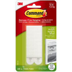 Command Large Picture-Hanging Strips, 4-Pairs (8-Command Strips), Damage-Free, White