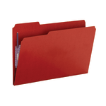 Smead Color Pressboard Fastener Folders With SafeSHIELD Coated Fasteners, Legal Size, 1/3 Cut, 100% Recycled, Bright Red, Box Of 25