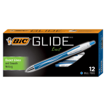 BIC Glide Exact Retractable Ballpoint Pens, Fine Point, 0.7 mm, Blue Barrel, Blue Ink, Pack Of 12 Pens