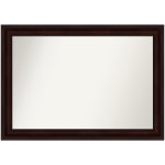 Amanti Art Non-Beveled Rectangle Framed Bathroom Wall Mirror, 29in x 41in, Coffee Bean Brown