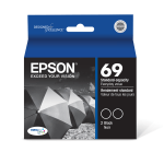 Epson 69 DuraBrite Black Ink Cartridges, Pack Of 2, T069120-D2