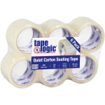 Tape Logic Quiet Carton-Sealing Tape, 3in Core, 2.6 -Mil, 3in x 55 Yd., Clear, Pack Of 6