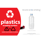 Recycle Across America Plastics With Number Standardized Recycling Label, PLASS#-5585, 5 1/2in x 8 1/2in, Red