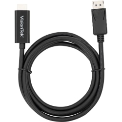 VisionTek DisplayPort to HDMI 2M Active Cable (M/M) - DisplayPort to HDMI Active Cable - DP to HDMI Cable 2 Meter 6.6 Ft Male to Female UHD 4K (3840x2160) 60 Hz