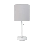 LimeLights Stick Lamp with USB port, 19-1/2inH, Gray Shade/White Base