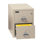 FireKing UL 1-Hour 31-5/8inD Vertical 2-Drawer Letter-Size Fireproof File Cabinet, Metal, Parchment, White Glove Delivery