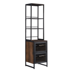 Sauder Briarbrook 19inD Vertical 2-Drawer File Cabinet With Bookcase Tower, Barrel Oak/Black