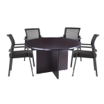 Boss Office Products 47in Round Table And Mesh Guest Chairs Set, Mocha/Black