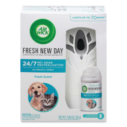 Air Wick Pet Odor Neutralization Automatic Spray Starter Kits, 7-3/4in x 6in, White/Gray, Carton Of 4 Kits