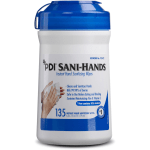 PDI Sani-Hands Instant Hand Sanitizing Wipes - 6in x 7.50in - White - 135 Per Canister - 1 Each