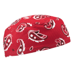 Ergodyne Chill-Its 6630 Terry Cloth Skull Caps, Red Western, Pack Of 6 Caps