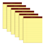 TOPS Docket Gold Perforated Writing Pads, 8 1/2in x 11 3/4in, Narrow Ruled, 50 Sheets, Canary, Pack Of 6 Pads