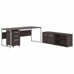 Bush Business Furniture Hybrid 72inW x 30inD Computer Table Desk With Storage And Mobile File Cabinet, Storm Gray, Standard Delivery