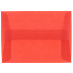 JAM Paper Translucent Envelopes, #4 Bar (A1), Gummed Seal, Primary Red, Pack Of 25