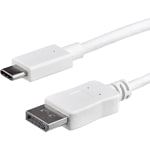 StarTech.com 3.3 ft / 1 m USB C to DisplayPort Cable - USB Type C to DP Video Adapter Cable - 4K 60Hz - White - 3.3 ft. USB C to DisplayPort cable and adapter in-one- 4K DisplayPort cable - White USB C to DisplayPort adapter cable