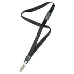 SKILCRAFT Deluxe Lanyard With Bulldog Clip, 36in, Black, Pack Of 12 (AbilityOne 8455-01-613-0200)