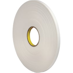 3M Double-Sided Foam Tape, 3in Core, 1/2in x 72 Yd., White