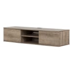 South Shore Agora Wall-Mounted Media Console, 11-1/2inH x 57inW x 17-3/4inD, Weathered Oak