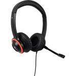 V7 Safe Sound Education K-12 Headset With Microphone, Black/Red