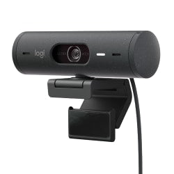 Logitech Brio 500 Full HD Webcam, 1-1/4inH x 4-5/16inW x 1-1/4inD, Graphite, 960-001493