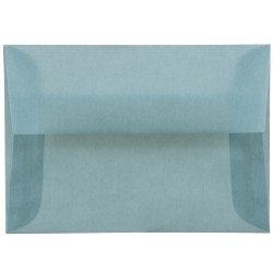 JAM Paper Translucent Envelopes, #4 Bar (A1), Gummed Seal, Ocean Blue, Pack Of 25