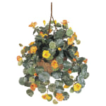 Nearly Natural 22inH Silk Nasturtium With Hanging Basket, Gold