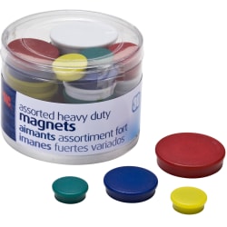 Officemate Heavy-Duty Magnets, Assorted Colors, Pack Of 30