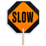 Tatco STOP / SLOW 2-sided Handheld Sign - 1 Each - STOP/SLOW Print/Message - 0.2in Width x 18in Height - Double Sided - Weather Proof, Long Lasting, Comfortable Grip, Lightweight, Handheld - Hardboard, Wood - Multicolor