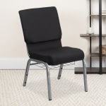 Flash Furniture HERCULES Church Chair With Book Rack, Black Pattern/Silver Vein