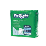 FitRight Plus Disposable Briefs, Large, 48 - 58in, Blue, Bag Of 20