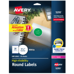 Avery High Visibility Labels With Sure Feed For Laser Printers, 5293, Round, 1-2/3in, White, Pack Of 600