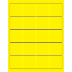 Tape Logic Permanent Labels, LL172YE, Rectangle, 2in x 2in, Fluorescent Yellow, Case Of 2,000