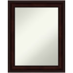 Amanti Art Non-Beveled Rectangle Framed Bathroom Wall Mirror, 29in x 23in, Coffee Bean Brown