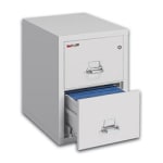 FireKing UL 1-Hour 31-5/8inD Vertical 2-Drawer Legal-Size Fireproof File Cabinet, Metal, Platinum, White Glove Delivery