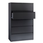 WorkPro 42inW x 18-5/8inD Lateral 5-Drawer File Cabinet, Charcoal