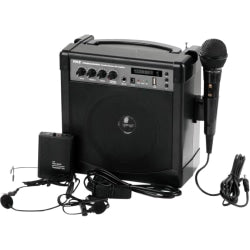 PylePro PWMA220BM Public Address System - Cable Microphone - Battery - Built-in Amplifier - Bluetooth - USB Port - Battery Rechargeable - Portable